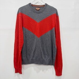 Michael Kors Chevron Cotton Fine Knit Sweater Large Gray